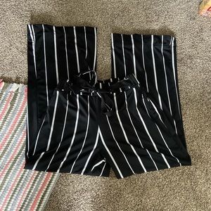 Gaucho style striped front tie pants